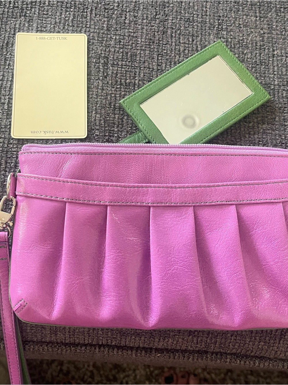 Pleated Pinkish/ purple Tusk brand Wristlet Clutch - Women's Bag
